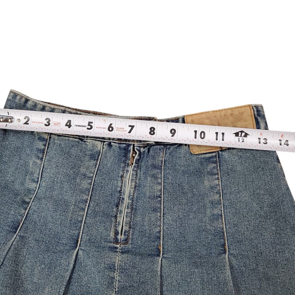 Y2K Midi Denim Skirt A-Line Tiered Frayed Raw Hems TMX 201 - Small - Picture 5 of 6
